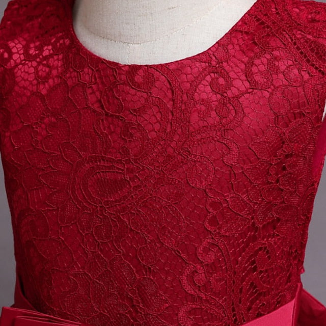 Little Girls' Party Dress A Floral Line Plain Kids