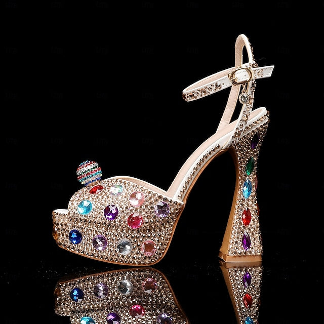 – Sandals Platform Colorful Women's Rhinestone Sparkly