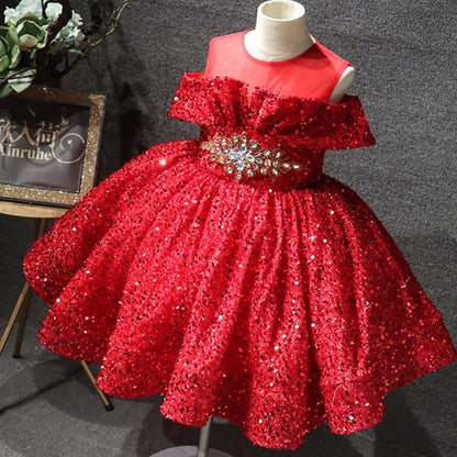 Kids Party Girls' Dress Short Solid Sleeve Color