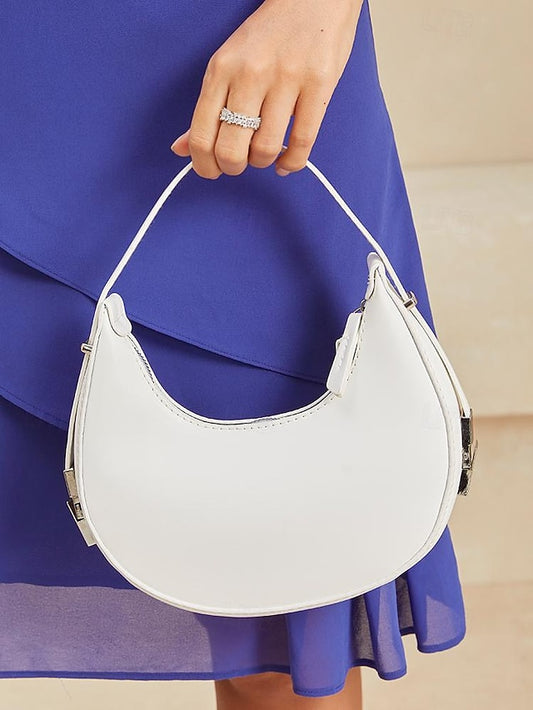Elegant Ivory with Crescent Bag Hobo Silver - Hardware Sleek