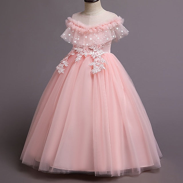 Dress Solid Girls' Kids Color Girl Flower Party