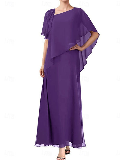 A-Line Mother Simple Neck of Square the Dress Bride Elegant
