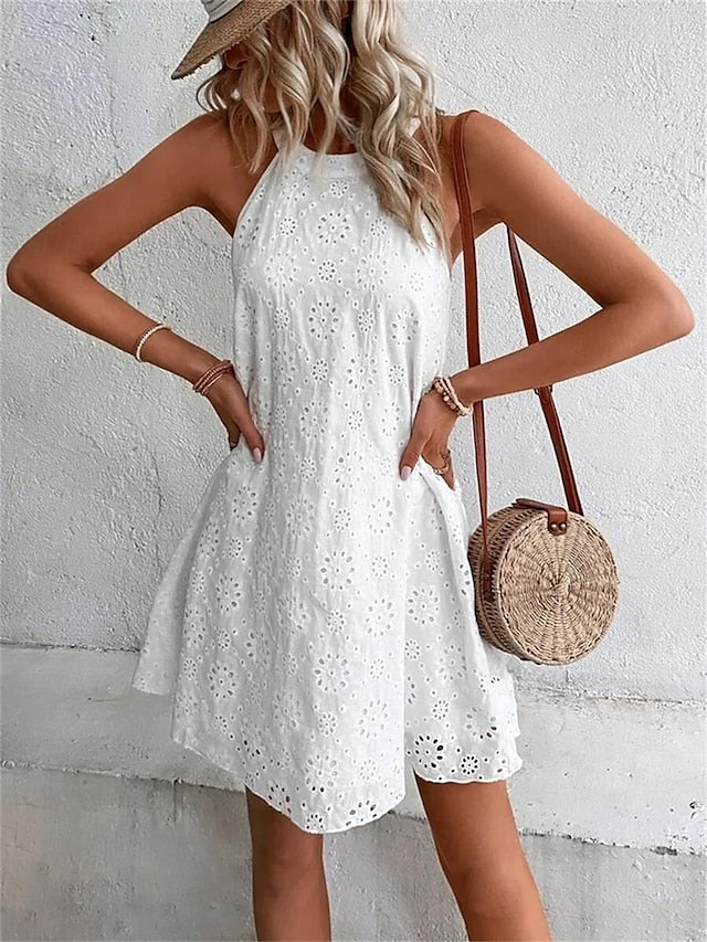 Women's Mini Dress White Dress Lace Dress Casual Dress Boho