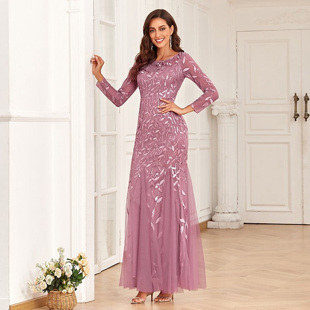 Mermaid Evening Gown Sequin Elegant Dress Wedding Guest Prom