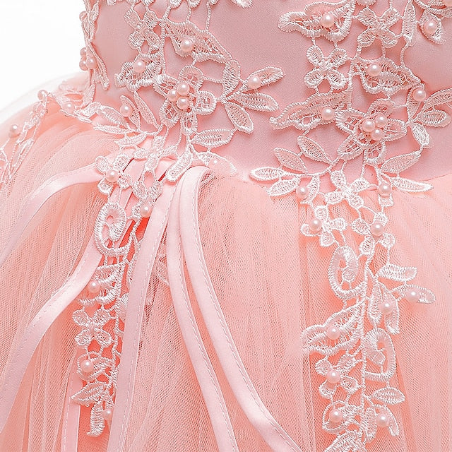 Girls' Sleeveless Color Dress Party Kids Solid