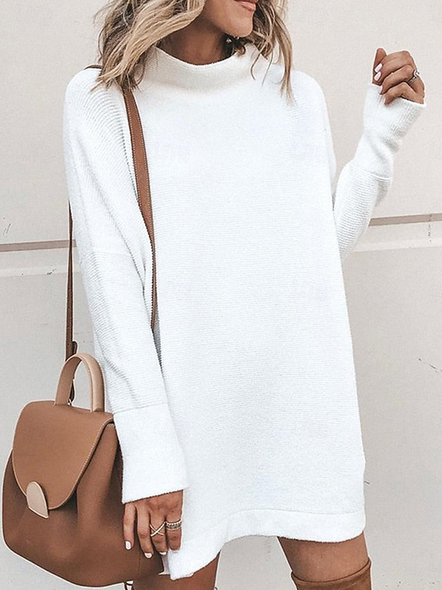 Women's Sweater Dress Casual Soft Pure Color Ribbed