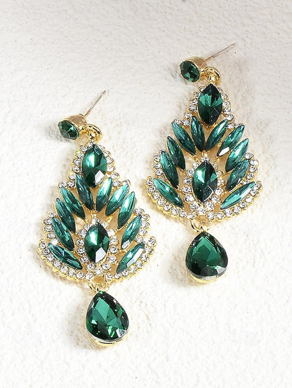 – Crystal Drop Emerald Green Earrings Women's