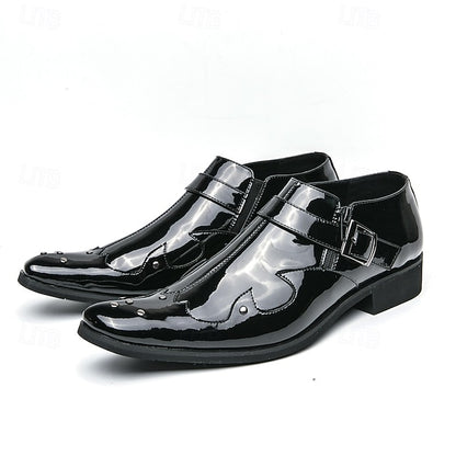 Monk Strap Black Leather Dress Shoes Formal Men's –