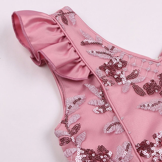 Kids Formal Sleeveless Party Girls' Solid Dress Color