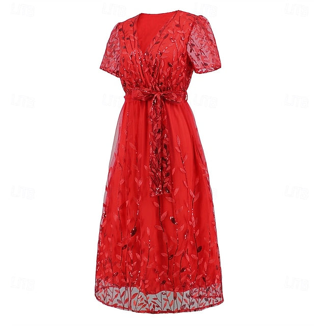 Neck Elegant Bride V Mother Sequin Dress the A-Line of