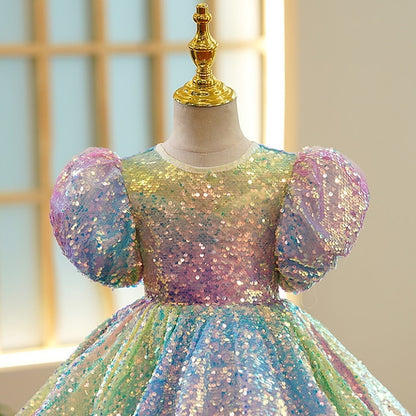 Summer 3D colour Wedding Sleeve Spring Short Girls' Dress