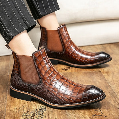 Chelsea Boots Brown Pattern Men's Crocodile – Slip-On