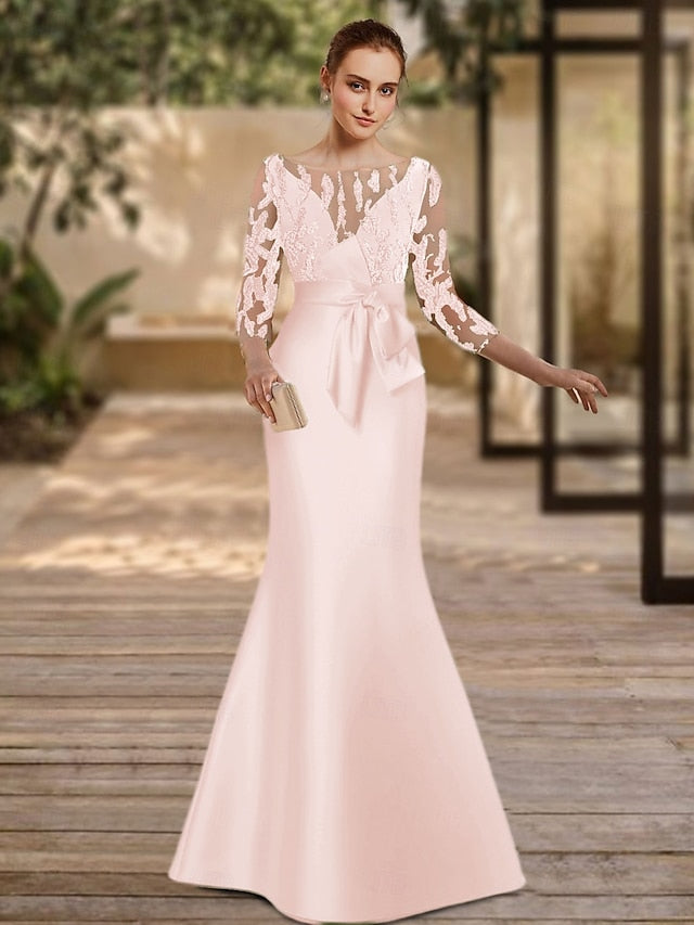 Formal Floor Gown 3/4 Dress Mermaid Evening Elegant Length