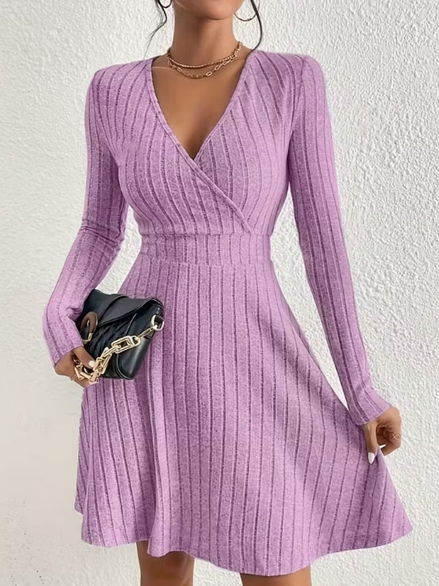 Women's Knee Length Dress Sweater Dress A Line Dress