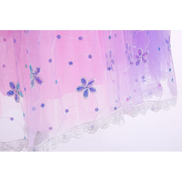 Cosplay Girl Rapunzel Princess Flower Cloak Dress