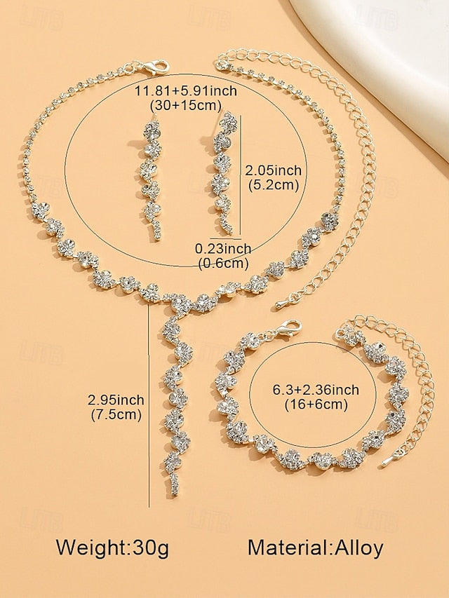 – Set Elegant Rhinestone Necklace Gold Jewelry