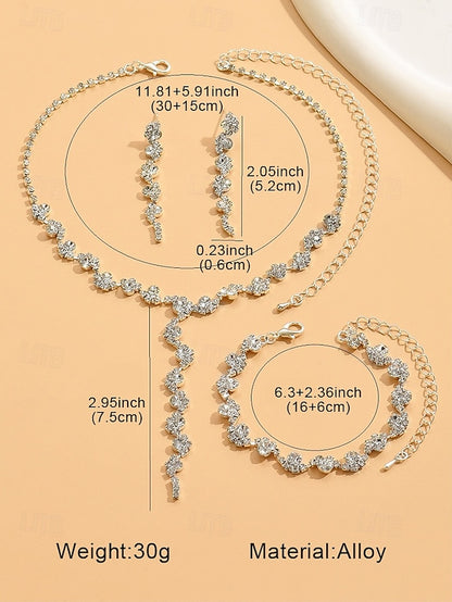 – Set Elegant Rhinestone Necklace Gold Jewelry