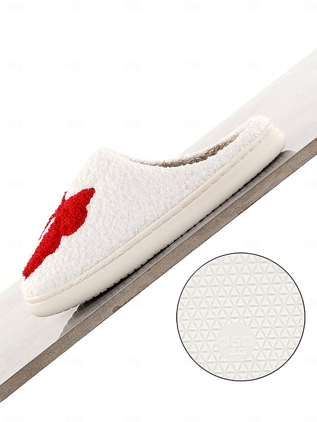 Women's with Soft Slippers and - Bowknot Design Red White