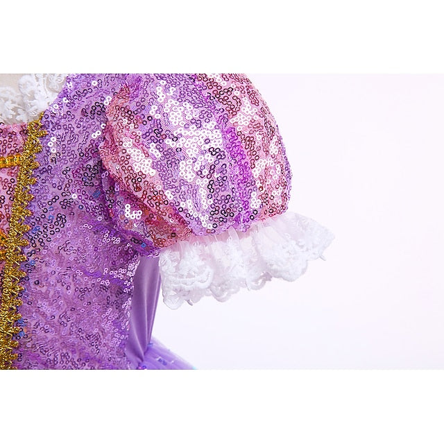 Cosplay Girl Rapunzel Princess Flower Cloak Dress