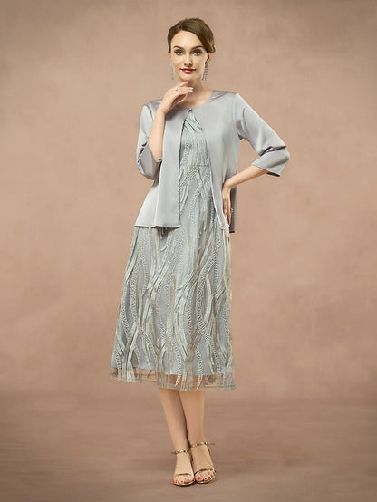 Two A-Line of Dress the Elegant Neck Bride Jewel Mother Pieces