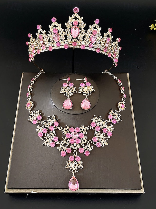 Jewelry and Elegant Tiara Rhinestone Set Women's – Silver