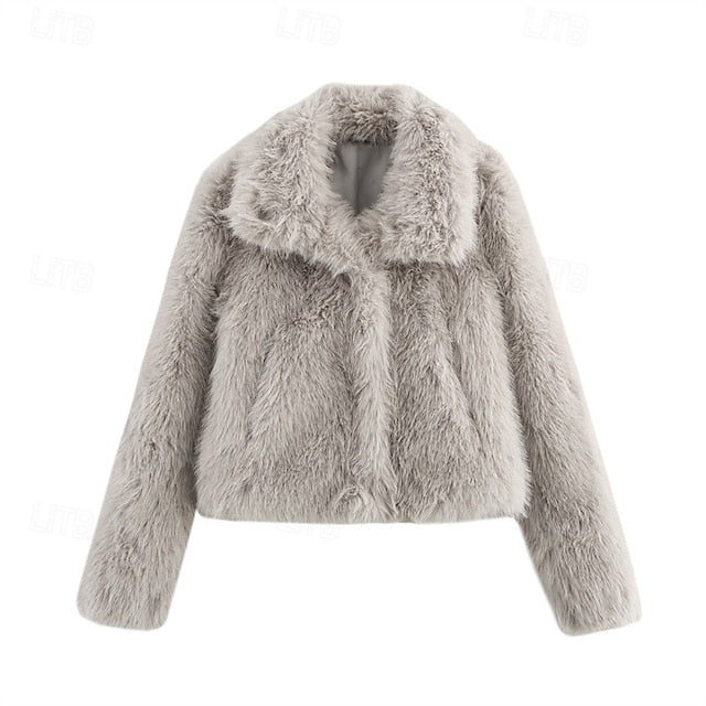 Furs Women's Faux Buttons Coat Warm Fur Comfortable