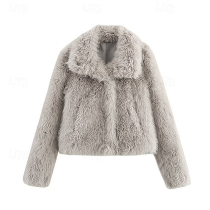 Furs Women's Faux Buttons Coat Warm Fur Comfortable