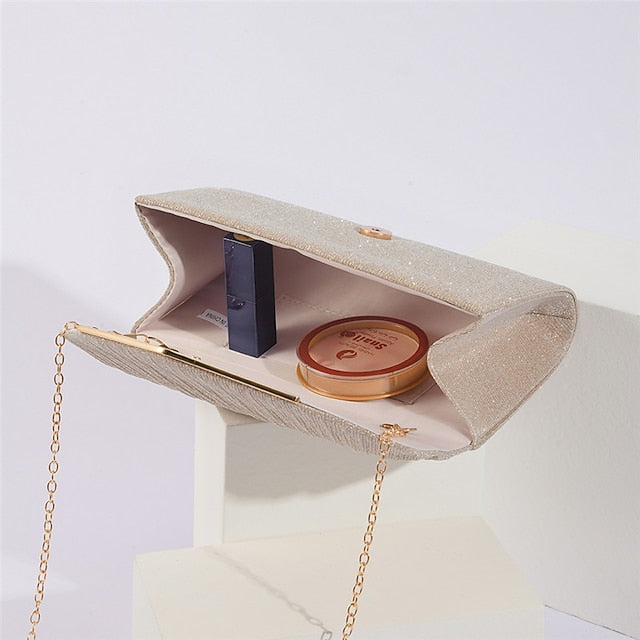 Metal Glitter with Clutch Gold Bag Elegant Evening Women's