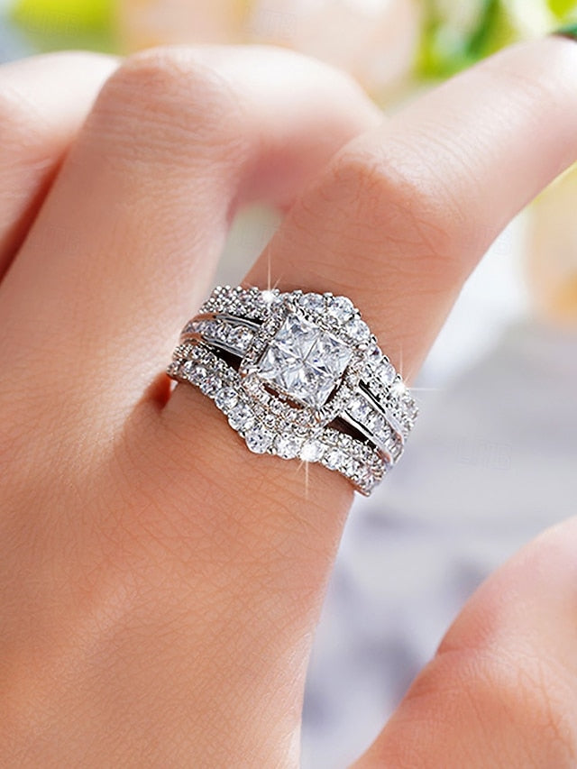 Cubic Luxury Ring Zirconia Wedding Set with