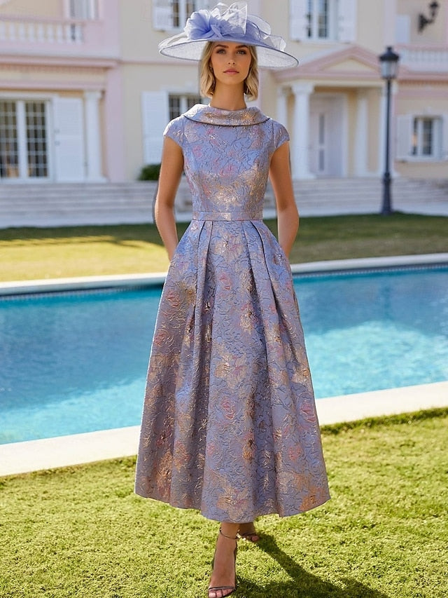 Dress Floral Vintage the of A-Line V Elegant Bride Mother