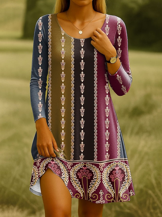 Women's Knee Length Dress Knit Dress Casual Dress T Shirt