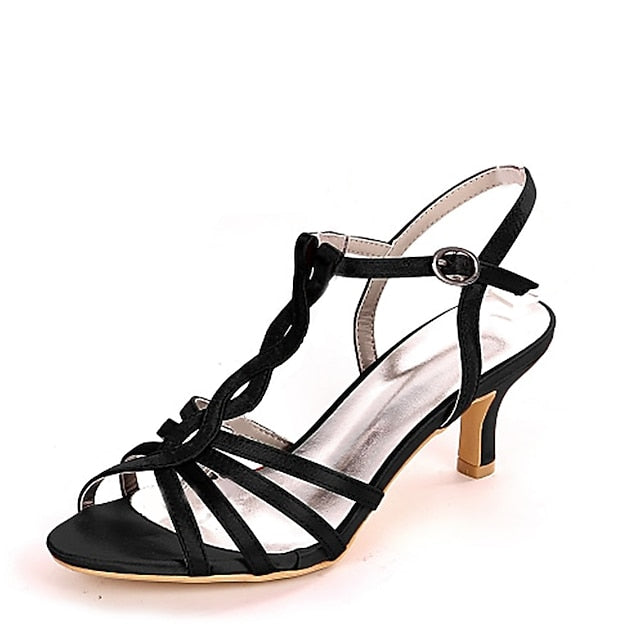 Sandals Strappy Women's – Satin Mid-Heel Purple Elegant