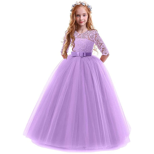 Lace Prom Girl Years 3-13 Kids Dress Princess Flower