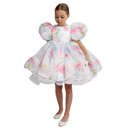 Color Party Dress Girl Girls' Solid Kids Flower
