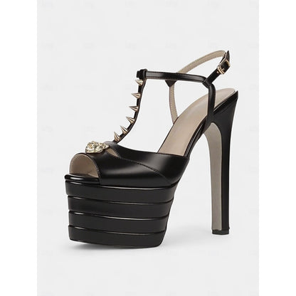 Women's Metallic and High Gold Heels - Silver Edgy Platform