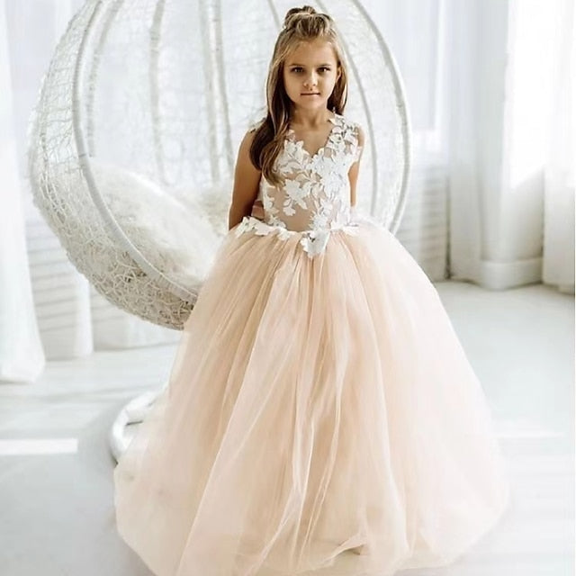 Dress Flower Color Kids Girls' Girl Solid Party