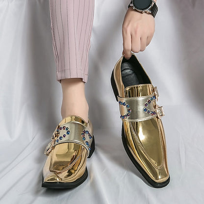Buckle Dress Pink – Metallic Men's Shoes Fashion Loafers