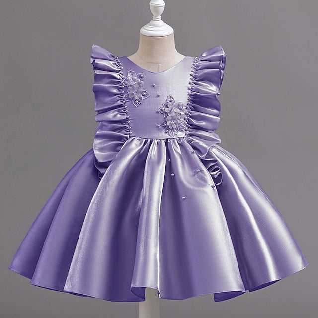 Girls' Wedding Dress Party Floral Toddler Sleeveless