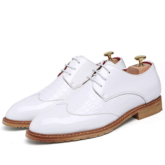 Leather Patent Oxford – Dress Crocodile White Shoes Men's