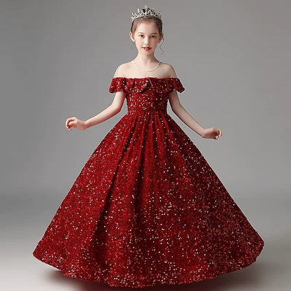 Girl Party Flower Dress Girls' Evening Gown