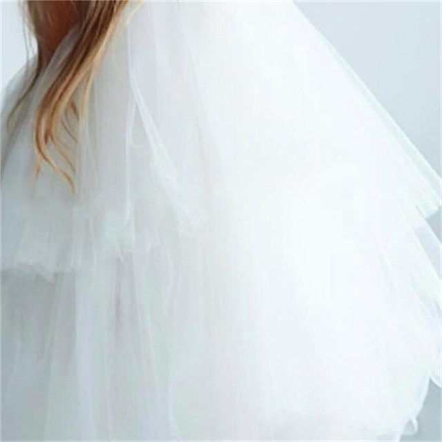 Party Kids Sleeveless Mesh Dress Wedding Color Girls' Solid