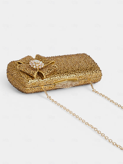 Heel High Clutch with Sandals Matching Bow Sparkling Rhinestone