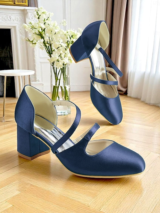 Mary Jane Satin Women's Green – Elegant 1950s Heels Block