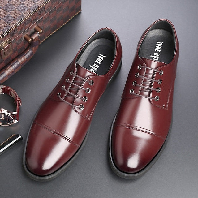 Dress Patent Lace-Up Black Shoes Leather Oxford with Men's
