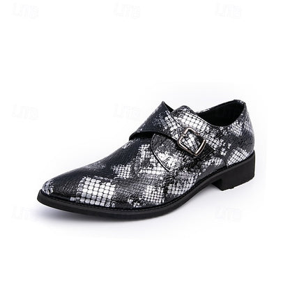Men Monk – Formal Shoes Snake Classic Print for Strap Brown