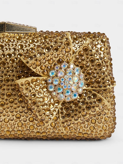 Heel High Clutch with Sandals Matching Bow Sparkling Rhinestone
