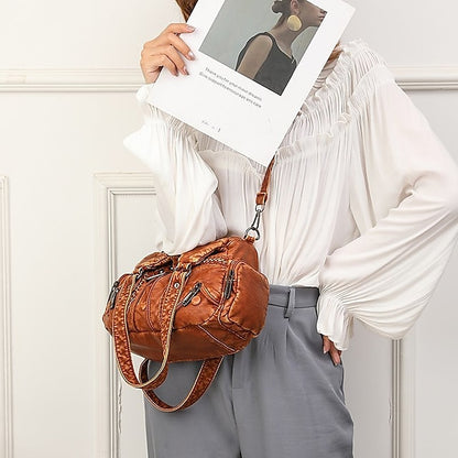 Tasche Stylish - Vintage Schulter Damen Braun Leder