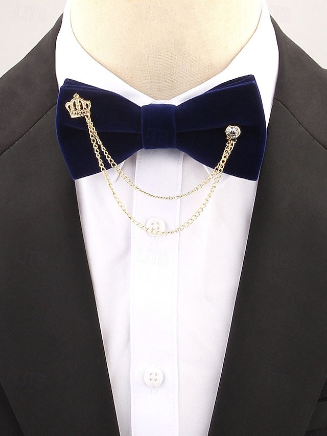 Tie – Chain Velvet Crown Detail and with Men's Bow