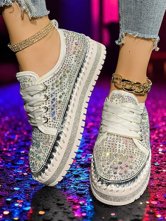 Sneakers Rhinestone Silver Women's Accents with Sparkling