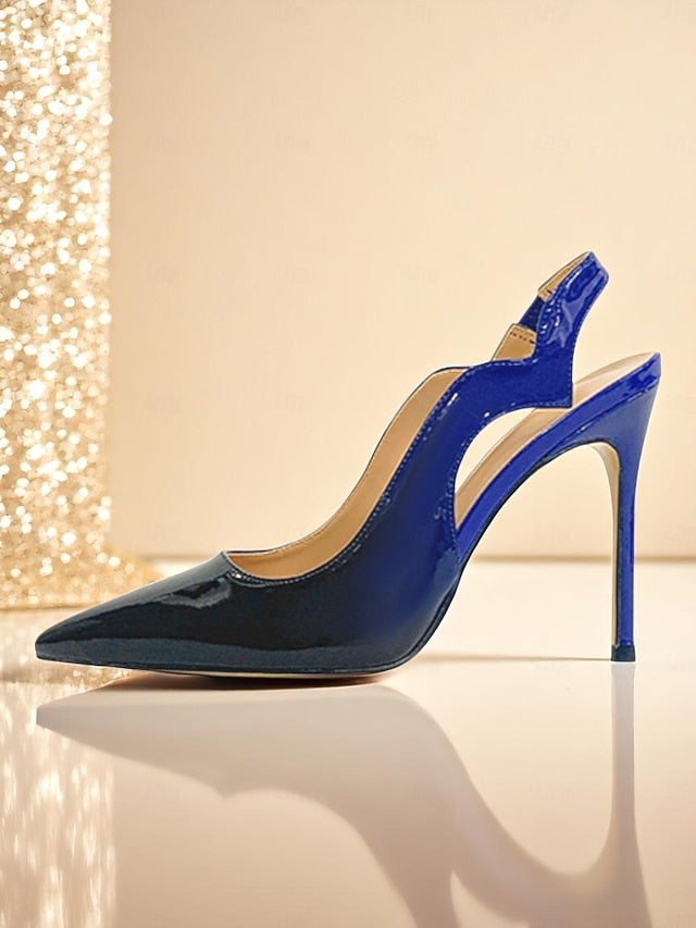 Women's Heels and Patent Leather Black Slingback Red